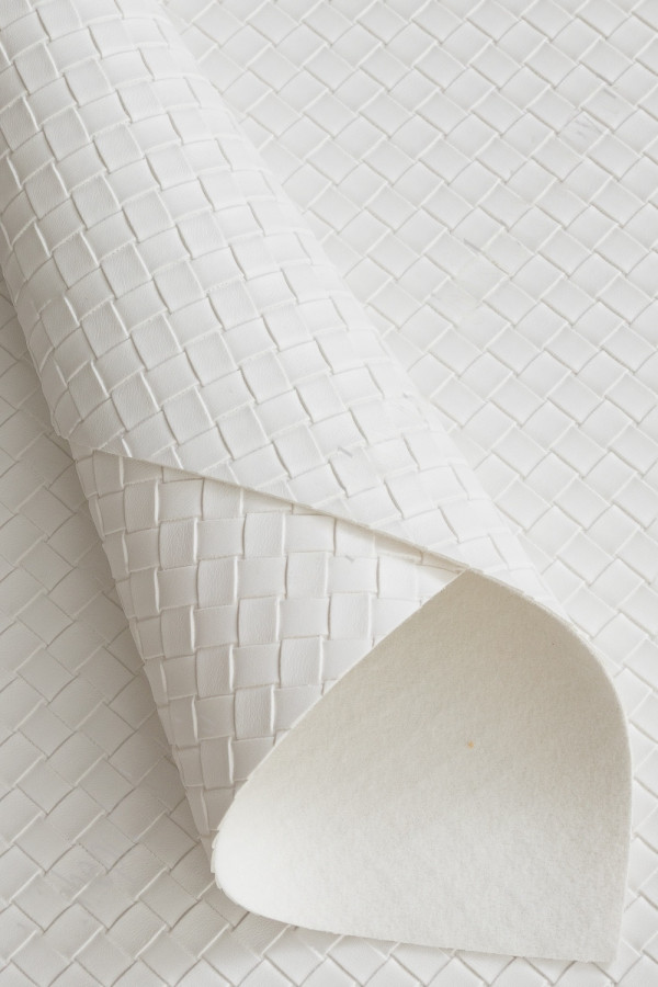 Кожа искусственная "Плетенка", цвет Белый, размер А4