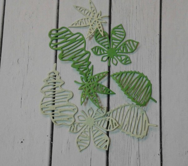 Набор вырубок из картона "Листья в полоску", цвет Зеленый, 8 шт. 