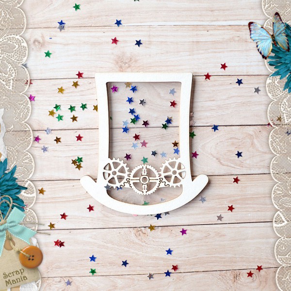 Украшение из чипборда из коллекции "Вечные странники" Шейкер. Шляпа, размер Большой/Маленький/Мини (ScrapMania)