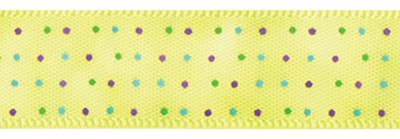 Атласная лента с рисунком "Точки", ширина 12 мм, цвет Лайм, 1 метр 