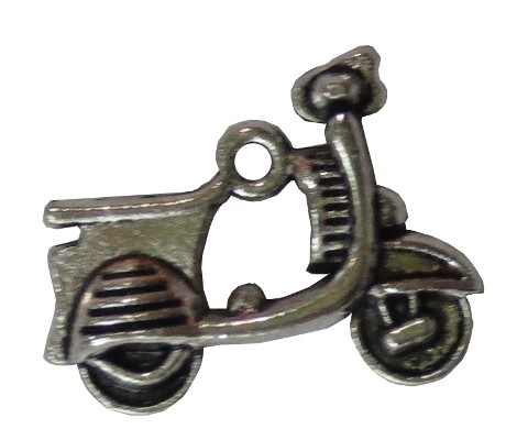 Металлическая подвеска "Мопед" 3D, цвет Старое серебро