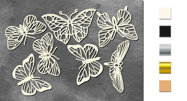 Набор двустороннего чипборда "Бабочки" из коллекции Botany Exotic (Фабрика декору, Украина) 