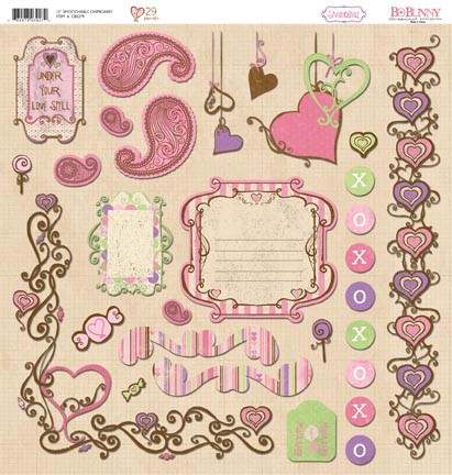 Стикеры из чипборда из коллекции "Smoochable" (Bo Bunny)