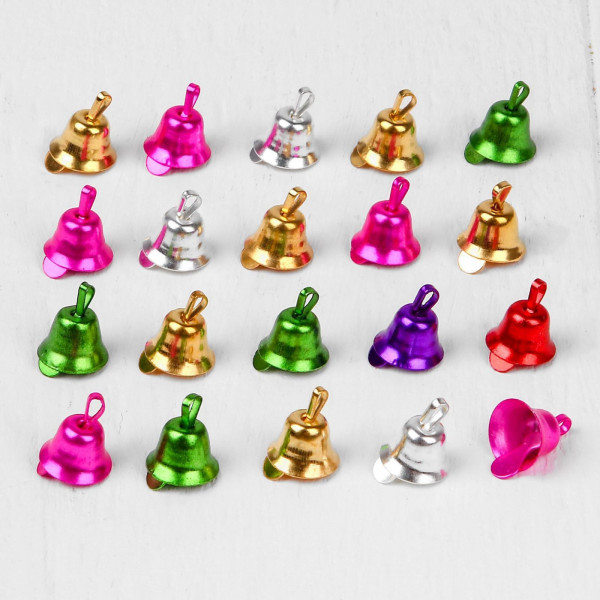 Набор миниатюрных колокольчик, металл, цвет Микс, D=1,1 см, 20 штук