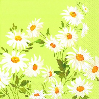 Салфетка 33*33 см "Маргаритки полевые", Зеленый, 1 штука (IHR)   