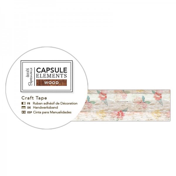 Клеевая бумажная лента шир. 30 мм с рисунком "Цветочный" из коллекции Elements Wood, 3 метра (Papermania)  