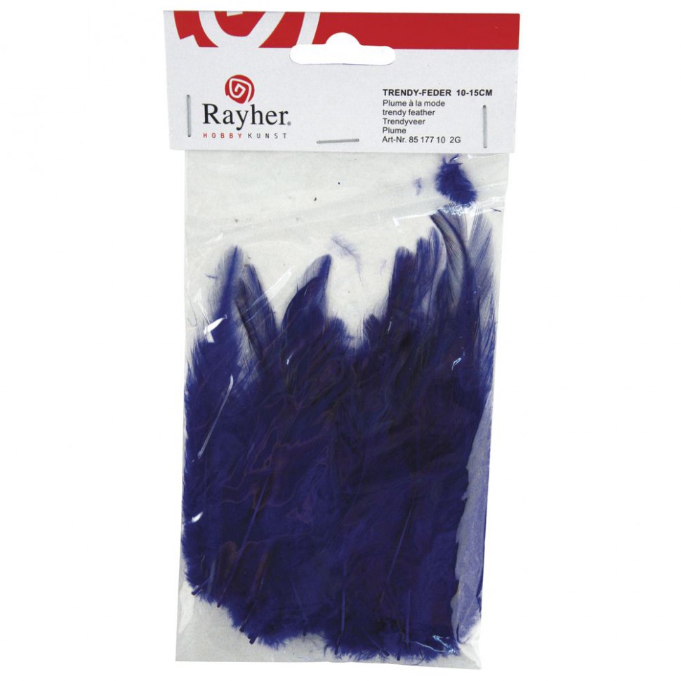 Перья декоративные пушистые, 10-15 см, 15 шт., цвет Синий (Rayher)