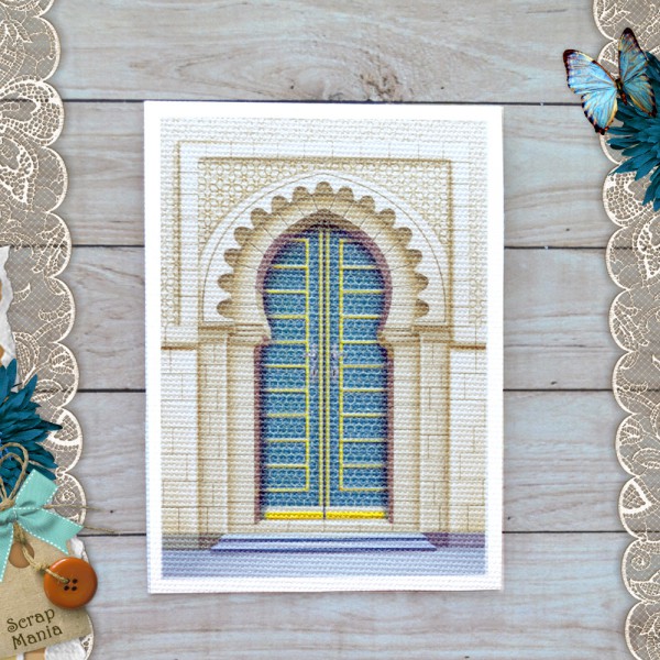 Тканевая карточка из коллекции "Сердце востока" Бирюзовая дверь (ScrapMania)