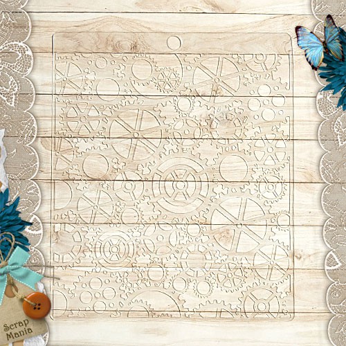 Трафарет из коллекции "Вечные странники" Шестеренки, 15х18 см. (ScrapMania)