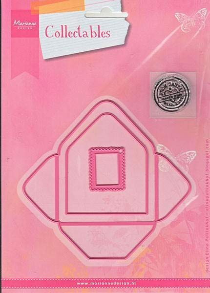 Набор ножей для вырубки и эмбоссирования + штамп "Eline's envelope" от Marianne Design