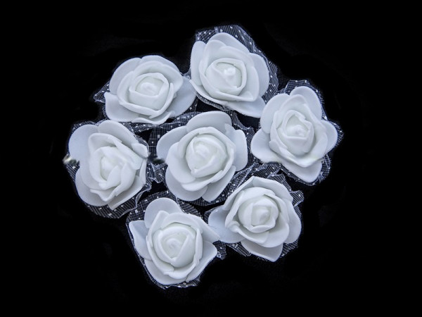 Роза из фоамирана и органзы, цвет Белый, 40 мм, 1 шт