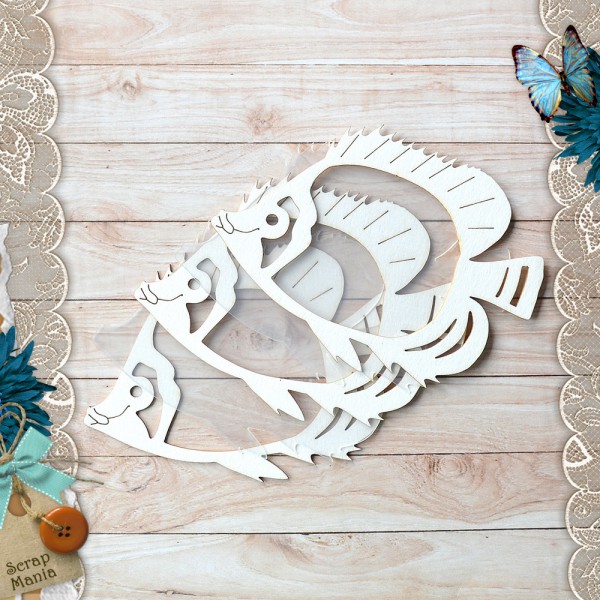 Украшение из чипборда из коллекции "Мой капитан" Шейкер. Рыбка большая (ScrapMania)  