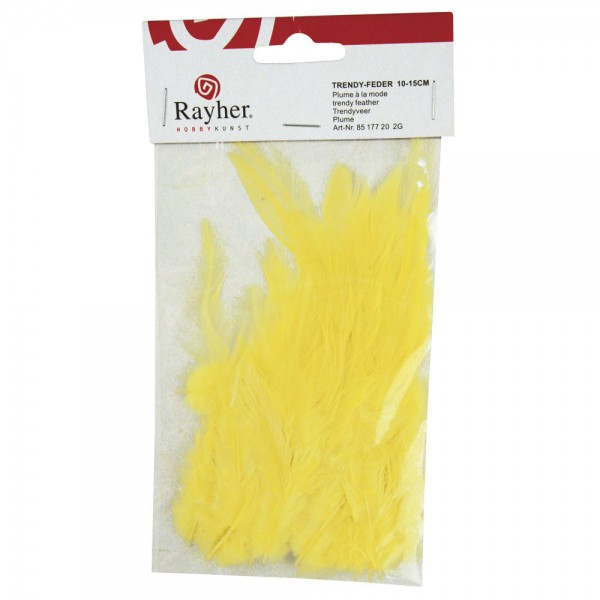 Перья декоративные пушистые, 10-15 см, 15 шт., цвет Желтый (Rayher)