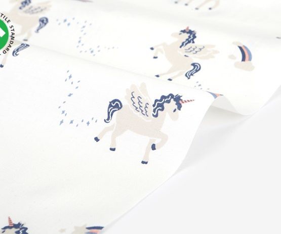 Хлопок органический Dailylike "Голубой пегас", 165г/м2, размер 55*45 см (Корея) 