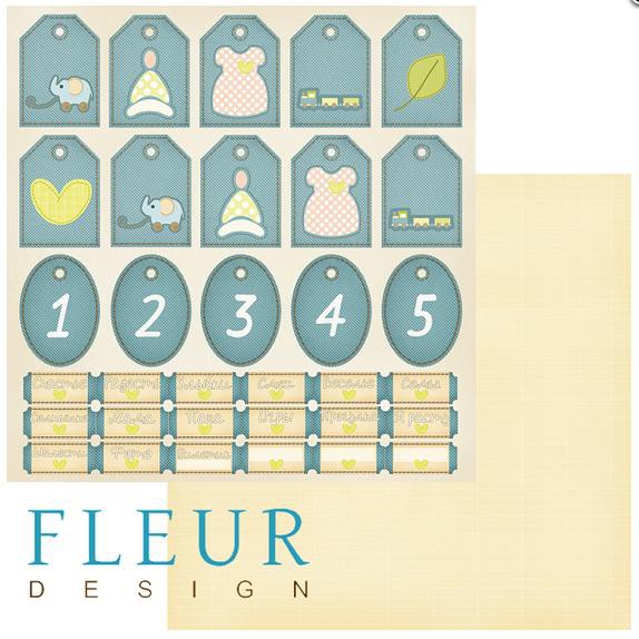 Бумага из коллекции Я расту "Тэги и билетики" (Fleur Design)