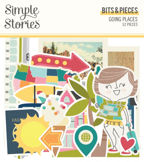 Набор эфемеры (высечек) Bits & Pieces, из коллекции Going Places, 52 шт. (Simple Stories)