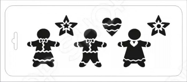 Трафарет пластиковый многоразовый 10*25 см "Пряничные человечки" (Event Design)