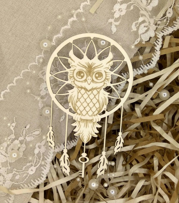 Украшение из чипборда "Ловец снов с совой" (Арт-студия Матрешка, Россия)