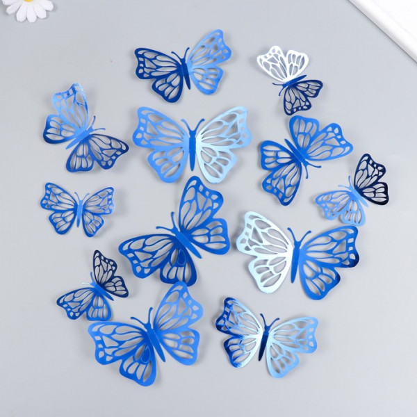 Набор декоративных украшений "Бабочки", 12 штук, цвет в ассортименте (Китай)