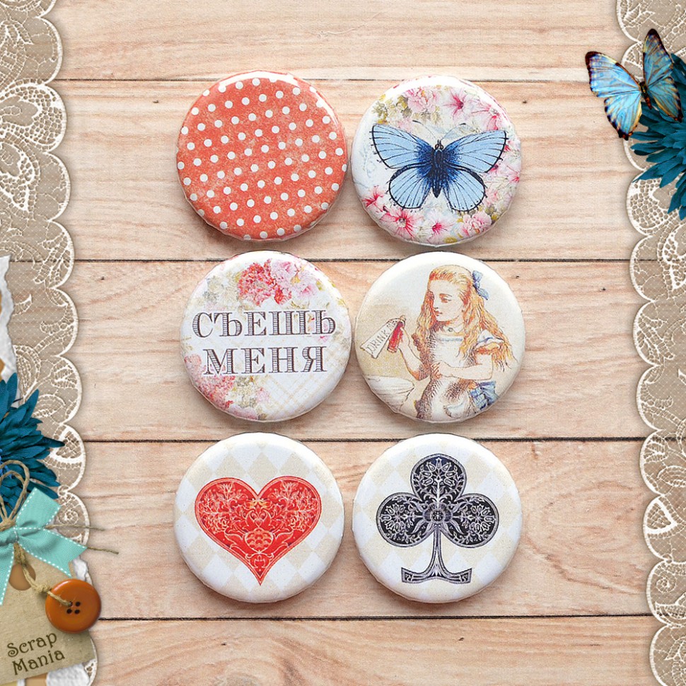 Набор фишек из коллекции "Алиса в сказке" Съешь меня (ScrapMania)