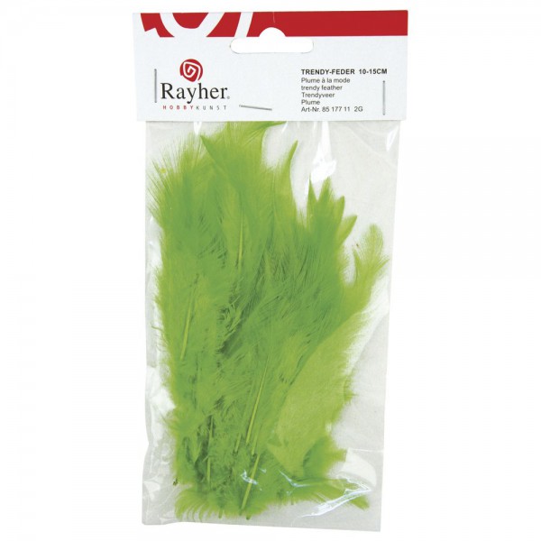 Перья декоративные пушистые, 10-15 см, 15 шт., цвет Зеленый (Rayher)