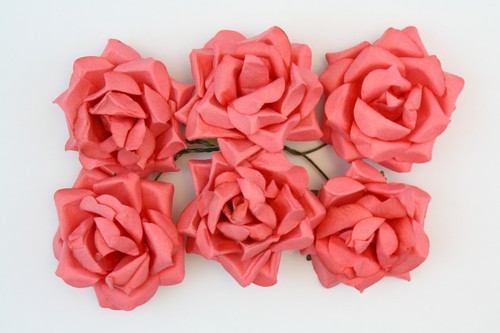 Шпалерные розы, 4 см, цвет Коралловый, 6 штук (Scrapberry's) 