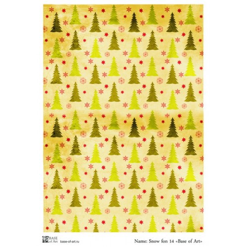 Декупажная карта А4 "Snow fon 14" (Base of Art)   