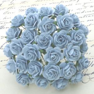 Открытые розы, цвет Детский голубой, 15мм, 10 штук