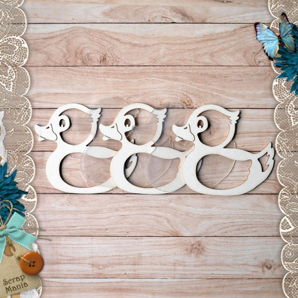 Украшение из чипборда из коллекции "Кудряшка" Шейкер. Уточка Маленькая/Большая (ScrapMania)