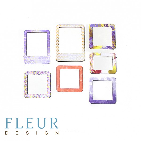Набор рамочек из картона из коллекции "Pretty violet" Радужное утро 7 шт. (Fleur Design)