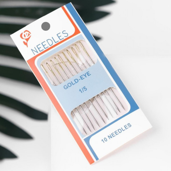 Набор швейных игл с золотым ушком №1/5, 10 штук (Артузор)