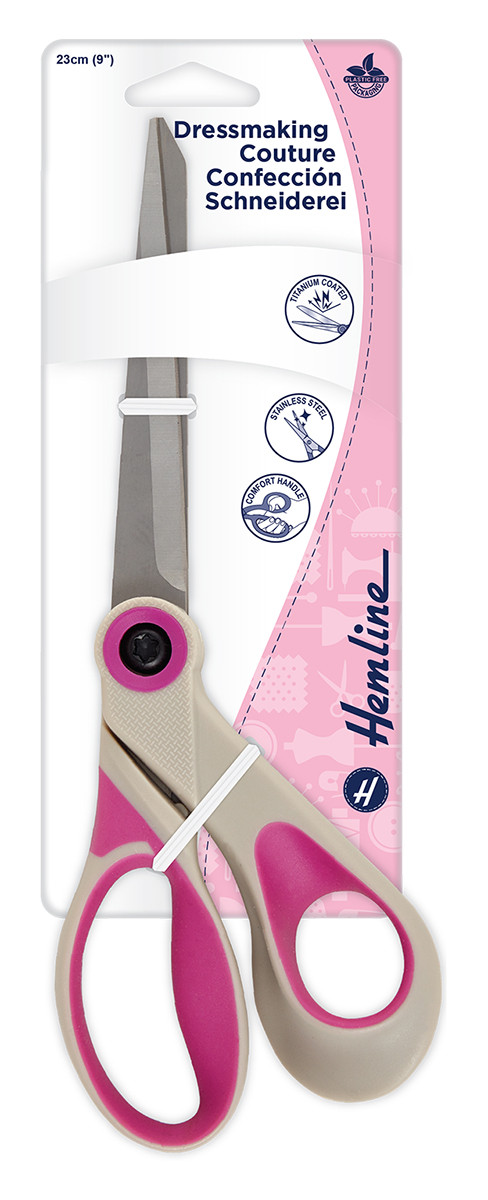 Ножницы для шитья и хобби с титановым покрытием, 23 см, цвет Серый/Розовый (Hemline)