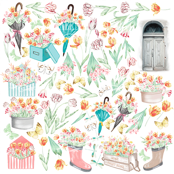 Лист для вырезания 30*30 см из коллекции "Scent of spring" (Фабрика декору, Украина)