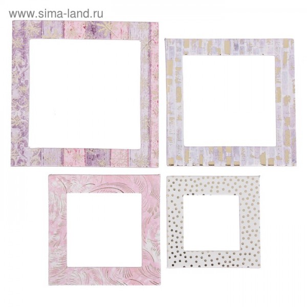 Набор рамочек из картона с фольгированием из коллекции "Зимняя романтика", 4 шт. (Артузор)