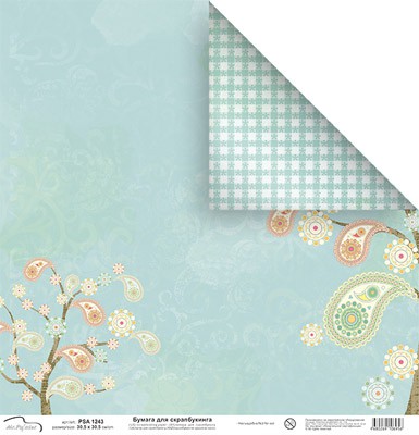 Бумага для скрапбукинга "Пейсли на голубом" (Mr.Painter)