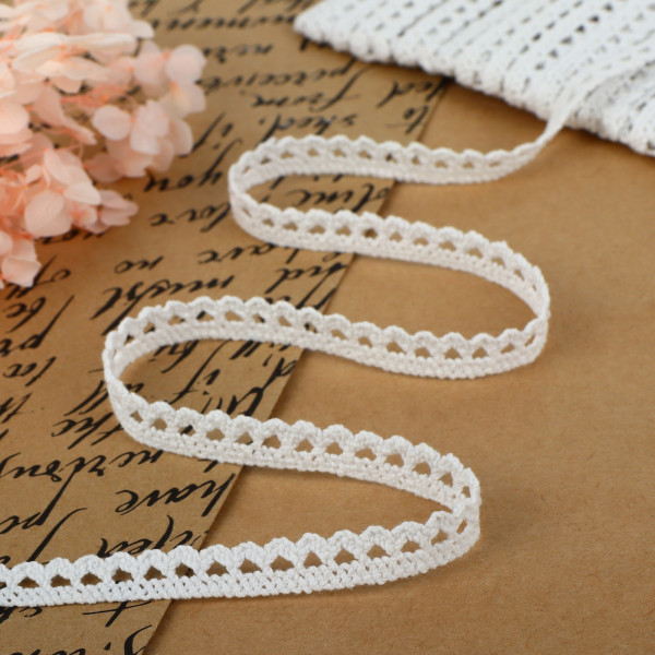 Кружево вязанное, цвет Белый, 10 мм, 1 метр