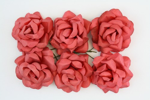 Шпалерные розы, 4 см, цвет Винтажный Красный, 6 штук (Scrapberry's)   