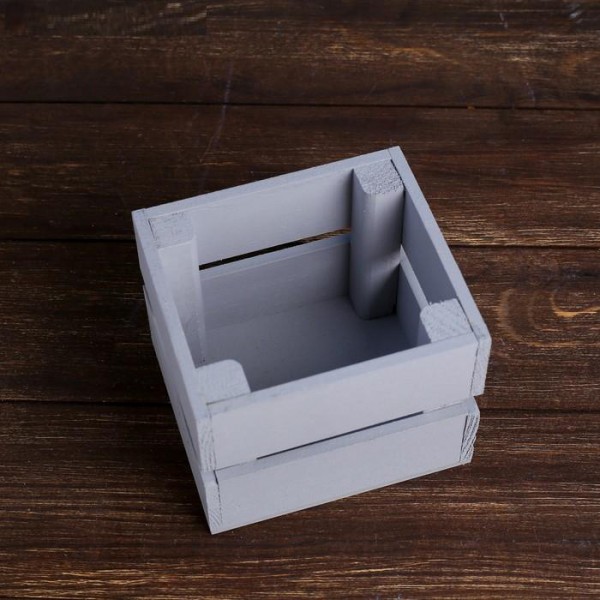 Ящик-кашпо подарочный, цвет Серый, 11*10*9 см (внутренние размеры ящика), дерево