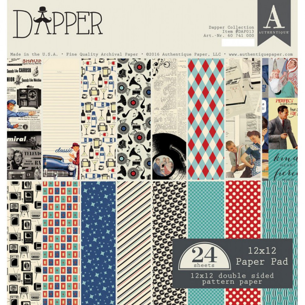 Набор бумаги из коллекции Dapper, 24 листа (Authentique)