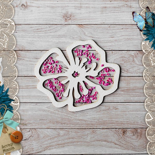 Украшение из чипборда из коллекции "Этника новогодняя" Шейкер. Цветок, размер Большой/Маленький (ScrapMania)