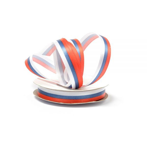 Лента атласная "Триколор", ширина 12 мм, 1 ярд (91 см) 