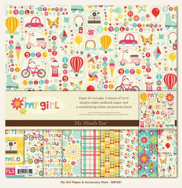 Набор бумаги и украшений из коллекции My Girl, 13 листов (My Mind's Eye) 