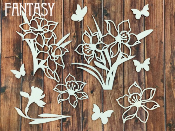 Чипборд "Полевые цветы с бабочками" (набор) #2382 (Fantasy, Россия) 