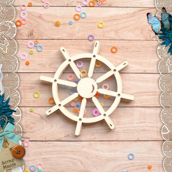 Украшение из чипборда из коллекции "Морячок" Шейкер. Штурвал, размер Большой/ Маленький (ScrapMania)  
