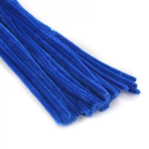 Проволока пушистая (синельная) для поделок, 30 см, цвет Синий, 1 шт