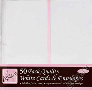 Набор заготовок для открыток с конвертами, цвет Белый, 10,5*21,0 см, 10 штук (Anita's)