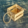 Ящик-кашпо подарочный с веревочными ручками, цвет Натуральный, 11,5*11*9,3 см (внутренние размеры ящика), дерево