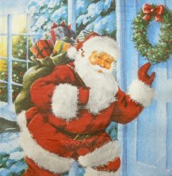 Салфетка 33*33 см "Санта у дверей", 1 штука (Jet Papier)