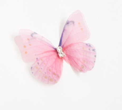 Бабочка шифоновая маленькая, 3 см, цвет Мультиколор розовый