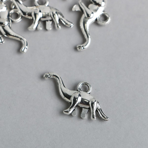 Подвеска металлическая "Динозавр", цвет Серебро, 1 шт.